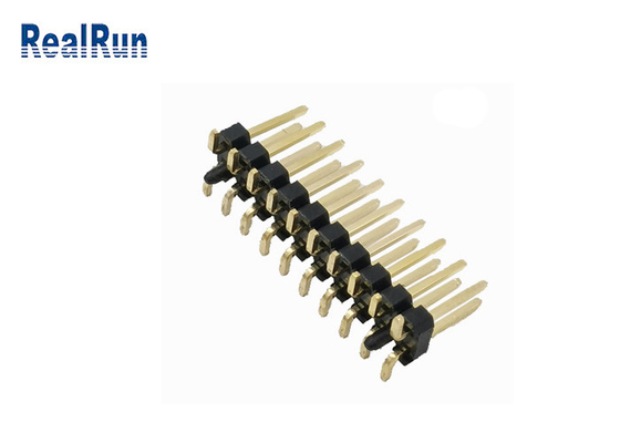 Black 2.54 Mm Header Connector PA6T 2 Row SMD Square Pin Male Plug