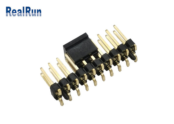 Black 2.54 Mm Header Connector PA6T 2 Row SMD Square Pin Male Plug