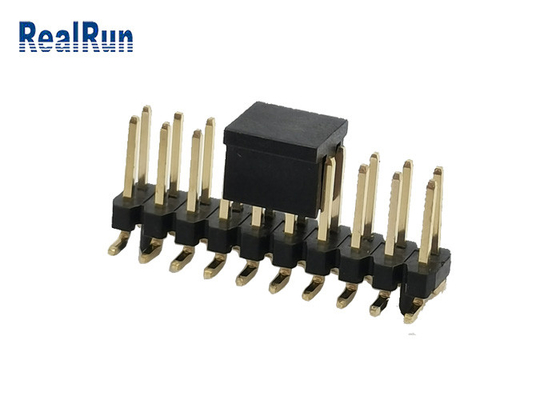 Black 2.54 Mm Header Connector PA6T 2 Row SMD Square Pin Male Plug