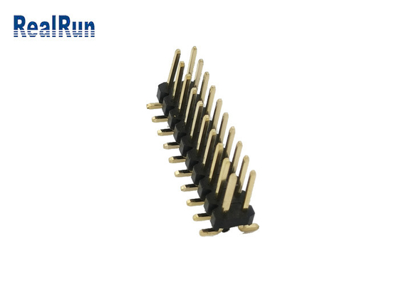 Black 2.54 Mm Header Connector PA6T 2 Row SMD Square Pin Male Plug
