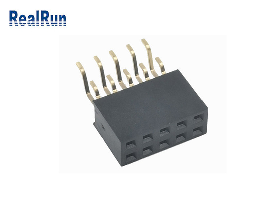 2.54mm Female Header Socket 2 Row PA6T 2x5P Right Angle SMT Gold Connector