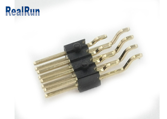 Right Angle SMT Pin Header 2x4P Brass Gold Connector With Post PCB Male Board 1.27 Pitch