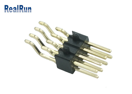 Right Angle SMT Pin Header 2x4P Brass Gold Connector With Post PCB Male Board 1.27 Pitch