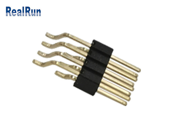 Right Angle SMT Pin Header 2x4P Brass Gold Connector With Post PCB Male Board 1.27 Pitch
