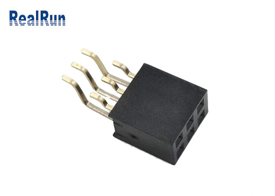 Stamped Terminal 2x3p Total 6 Pin Female Socket Header SMT Brass Gold Plated PA6T