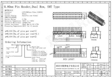 2x15 30 Pin Header Connector Double Row SMT Type 0.8 Mm Pitch Connector