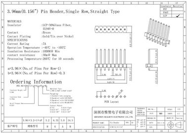 Straight Single Row Pin Header 180 Degree Type Black 3.96 Mm Pitch Connector