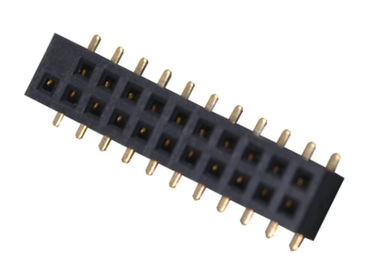 Two Row 22 Pin Female Header Connector 1.27mm Pitch SMT Type Black Color