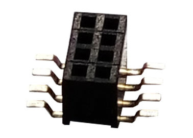 8 Pin Female Header Connector 1.27mm X 3.4mm Single Row SMT Type Black