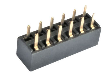Double Row Female Header Connector 2.54mm 180 Degree PA9T Gold Flash