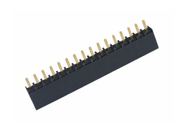 16 Pin Round Female Pin Header 2.54mm Pitch Single Row Straight Type Black