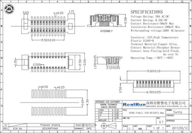 0.5A 0.5mm Pitch PA6T BTB Connector 24 Pin DC 500V PCB Header Connector