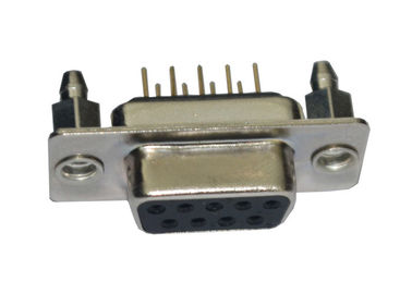 9 Pin DB D SUB Circuit Board Pin Connectors Double Row Black PBT Material