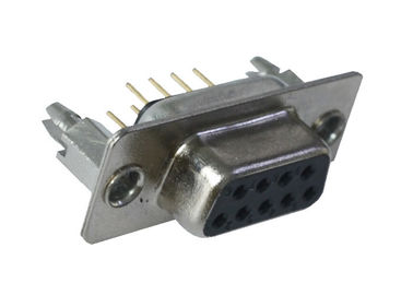 9 Pin DB D SUB Circuit Board Pin Connectors Double Row Black PBT Material