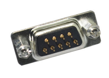 9 Pin DB D SUB Circuit Board Pin Connectors Double Row Black PBT Material