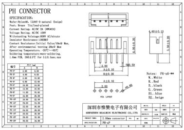2.0 Mm Pitch Right Angle Header Connector Female PA6T Insulator Material