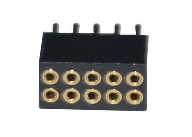 Straight Black Round Female Pin Header Connector 1.27mm Dual Row 180 Degree