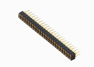 Straight Black Female Pin Header Connector 2.54 Mm Dual Row 180 Degree