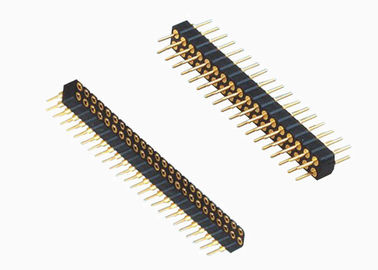 Straight Black Female Pin Header Connector 2.54 Mm Dual Row 180 Degree