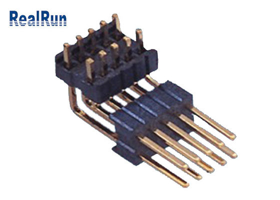 Right Angle 500VAC 40P Dual Row Pin Header 1.27mm Pitch