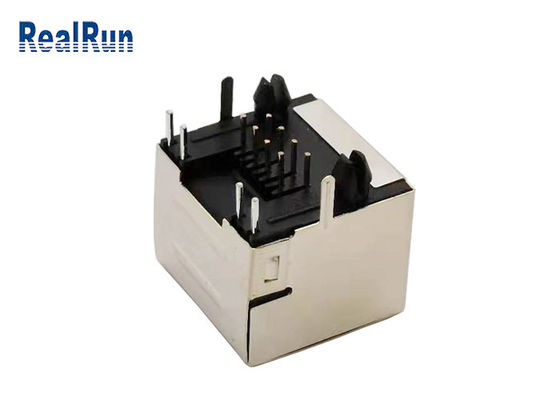 PA46 8P8C Modular RJ45 Female Connector PBT With Metal Shield