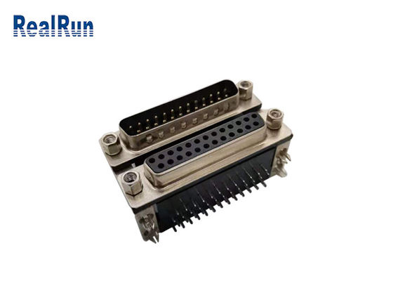 DR 25 Pin SPCC D Sub Connector 90 Degree Male To Female With Harpoon