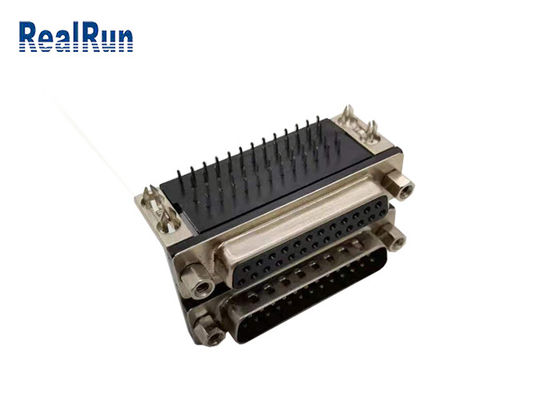 DR 25 Pin SPCC D Sub Connector 90 Degree Male To Female With Harpoon