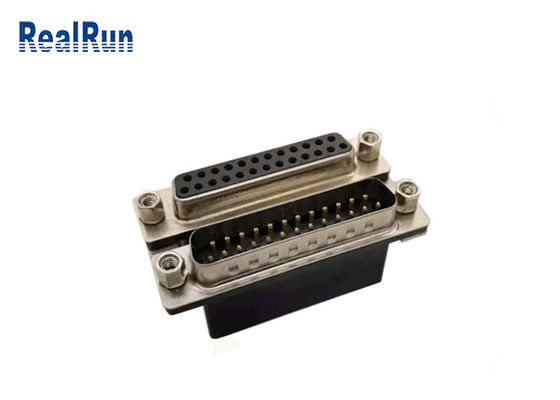 DR 25 Pin SPCC D Sub Connector 90 Degree Male To Female With Harpoon