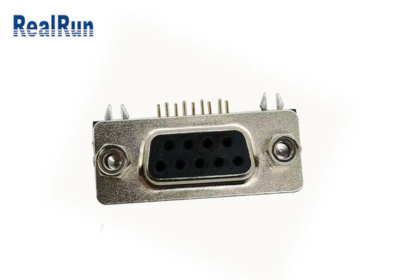 Right Angle 1000VAC PBT Insulator D Sub Connector VGA DR 9 Pin