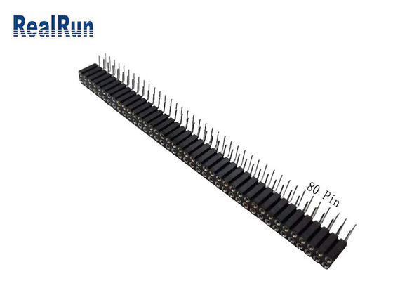 UL94V-0 2.54mm Round Female Pin Header Right Angle 80 Pin SGS