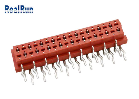 RoHS Pass Red 1.27 Mm Idc Connector Socket Female 18P 90° Bend Insert Without Ear