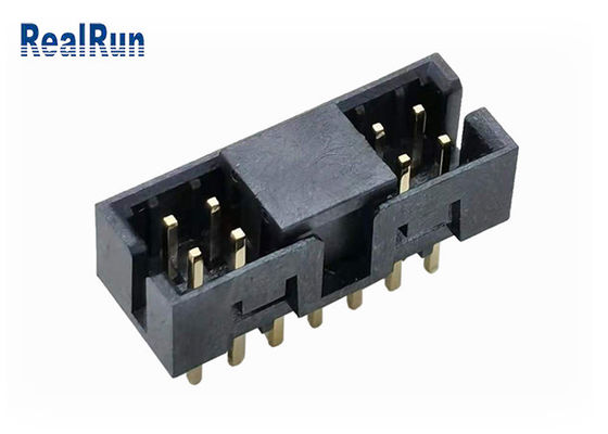 PBT  H6.4 30% GF Double Row Box Header UL94V-0 14P IDC Socket Brass