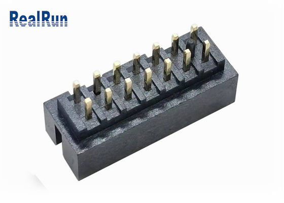 PBT  H6.4 30% GF Double Row Box Header UL94V-0 14P IDC Socket Brass