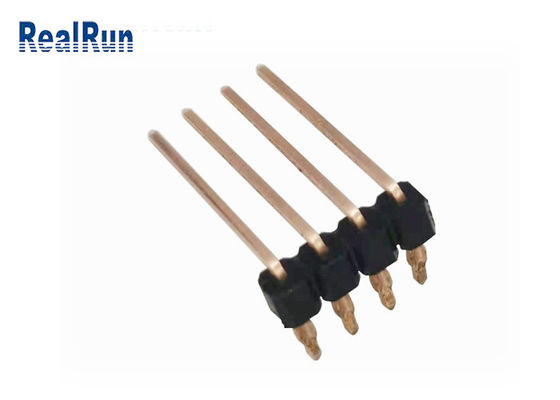 PA6T 4P Single Row Pin Header 90° Bend UL94V-0 Press Fit PCB THT Connector