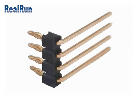 PA6T 4P Single Row Pin Header 90° Bend UL94V-0 Press Fit PCB THT Connector