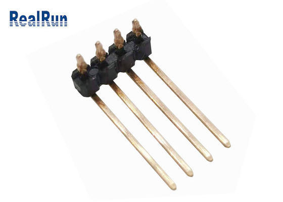 PA6T 4P Single Row Pin Header 90° Bend UL94V-0 Press Fit PCB THT Connector