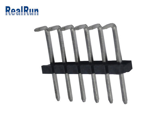 ISO9001 UL94V-0 Right Angle Header Connector Single Row 6 Pin 1000M Ohm