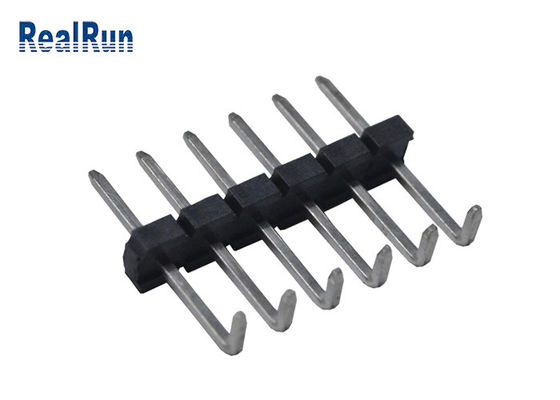 ISO9001 UL94V-0 Right Angle Header Connector Single Row 6 Pin 1000M Ohm