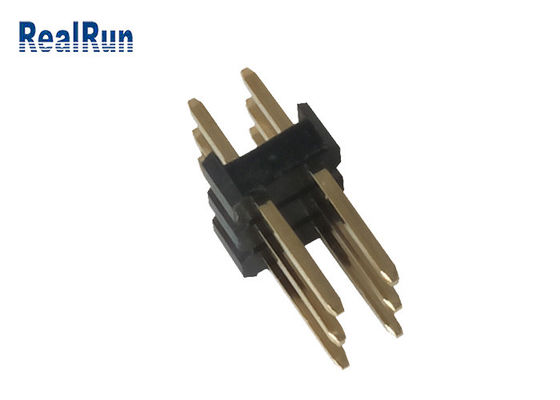 3.0A 6P Male DIP Pin Header Black PA6T Brass 2.54mm Pitch Double Straight