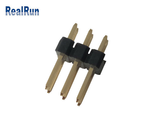 3.0A 6P Male DIP Pin Header Black PA6T Brass 2.54mm Pitch Double Straight