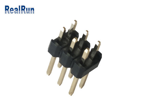 3.0A 6P Male DIP Pin Header Black PA6T Brass 2.54mm Pitch Double Straight