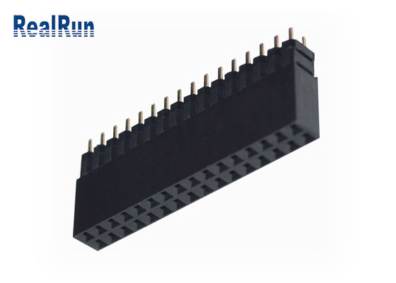 VCD 0.1&quot; DC500V Pcb Female Header Double Row 32P Golded PA6T
