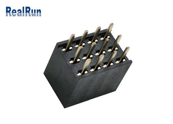 PA6T Brass Female Header Connector PBT UL94V-0 Three Row Y Terminal DC1.5A