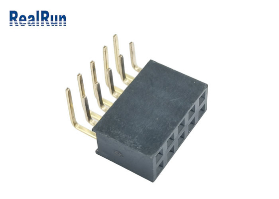 2×5P Female Header Connector Y Terminal 90 Degree Bend Dip Insert PA6T