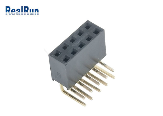2×5P Female Header Connector Y Terminal 90 Degree Bend Dip Insert PA6T