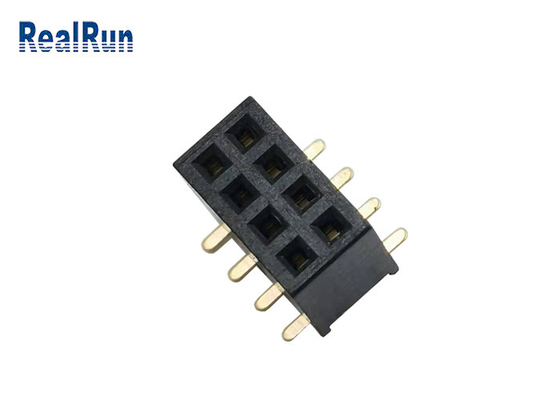 500VAC PA6T Female Header SMT Connector 2*4p Gold 1u&quot; UL94v-0 H4.3mm LCP