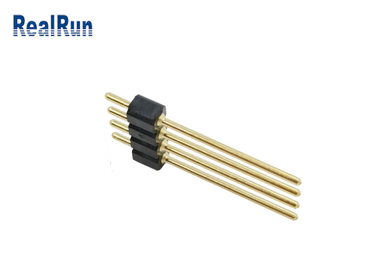 2.54mm Round Female Pin Header 4 Pin Gold Plated H3.0 Straight PCB Dip Solder