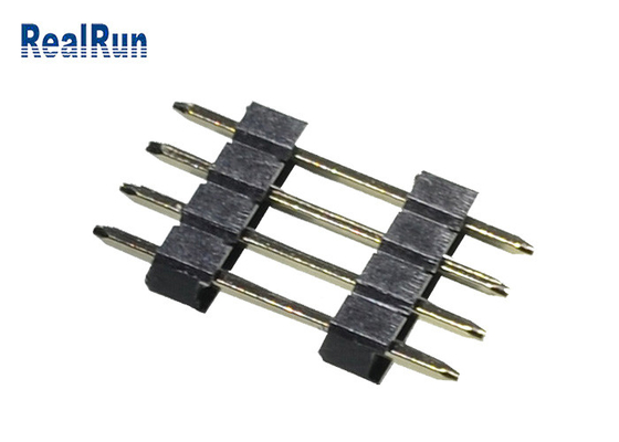 PCB 2.54 Mm Pin Header PA6T Black Straight 4P Dual Row Pin Header