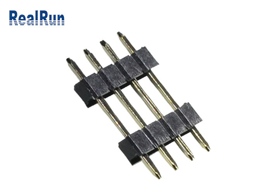 PCB 2.54 Mm Pin Header PA6T Black Straight 4P Dual Row Pin Header