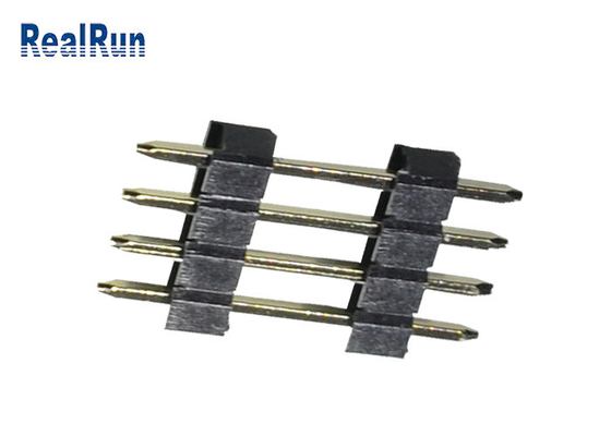 PCB 2.54 Mm Pin Header PA6T Black Straight 4P Dual Row Pin Header